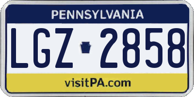 PA license plate LGZ2858