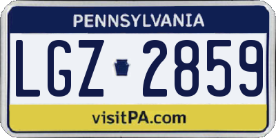 PA license plate LGZ2859