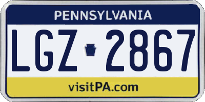 PA license plate LGZ2867