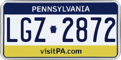 PA license plate LGZ2872