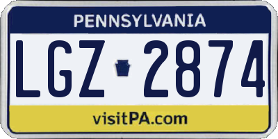 PA license plate LGZ2874