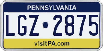 PA license plate LGZ2875
