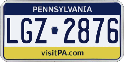 PA license plate LGZ2876