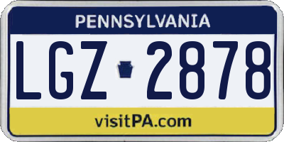 PA license plate LGZ2878