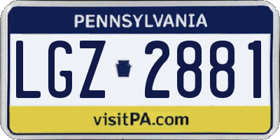 PA license plate LGZ2881
