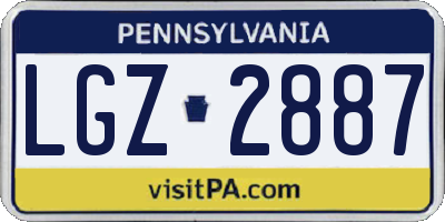 PA license plate LGZ2887