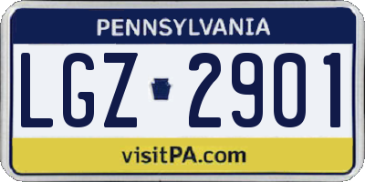 PA license plate LGZ2901