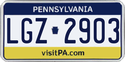 PA license plate LGZ2903