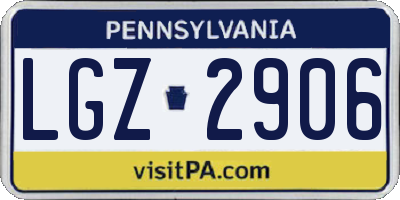 PA license plate LGZ2906