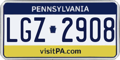 PA license plate LGZ2908