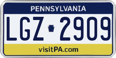 PA license plate LGZ2909