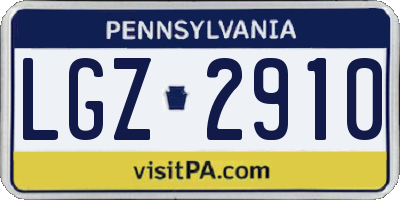 PA license plate LGZ2910