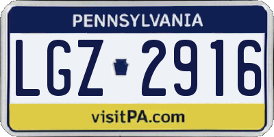 PA license plate LGZ2916