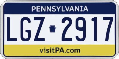 PA license plate LGZ2917