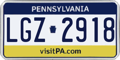 PA license plate LGZ2918