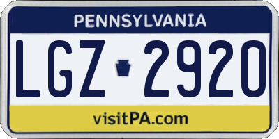 PA license plate LGZ2920