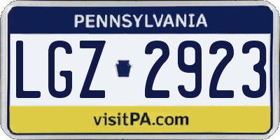 PA license plate LGZ2923