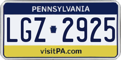 PA license plate LGZ2925