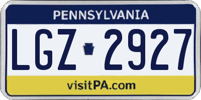 PA license plate LGZ2927