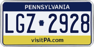 PA license plate LGZ2928