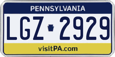 PA license plate LGZ2929