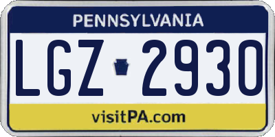 PA license plate LGZ2930