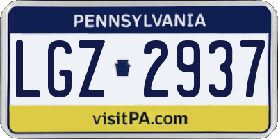 PA license plate LGZ2937
