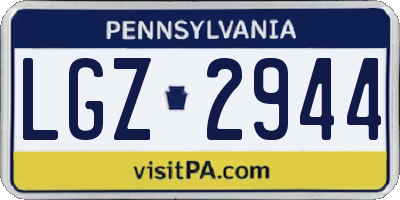 PA license plate LGZ2944