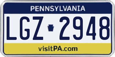 PA license plate LGZ2948