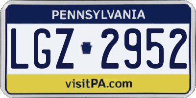 PA license plate LGZ2952