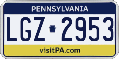 PA license plate LGZ2953