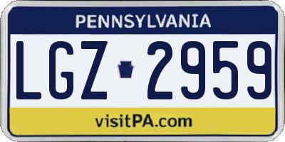 PA license plate LGZ2959