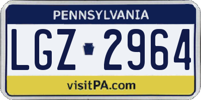 PA license plate LGZ2964