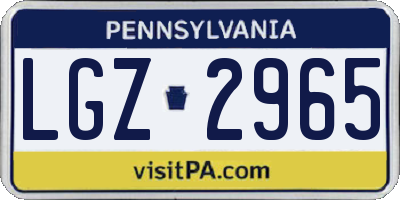 PA license plate LGZ2965