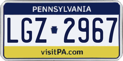 PA license plate LGZ2967