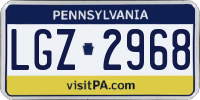 PA license plate LGZ2968
