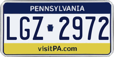 PA license plate LGZ2972