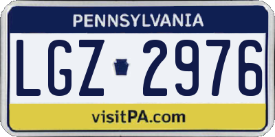 PA license plate LGZ2976