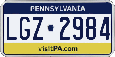 PA license plate LGZ2984