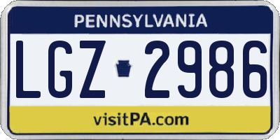 PA license plate LGZ2986
