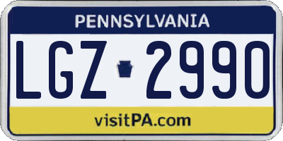 PA license plate LGZ2990