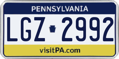 PA license plate LGZ2992