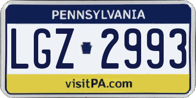 PA license plate LGZ2993