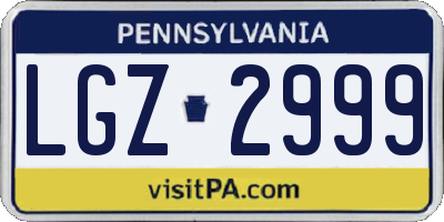 PA license plate LGZ2999