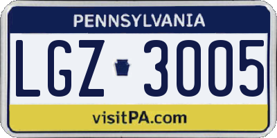 PA license plate LGZ3005