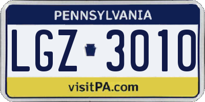 PA license plate LGZ3010