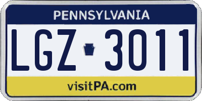 PA license plate LGZ3011