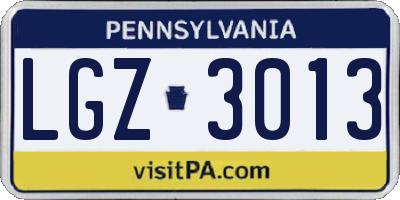 PA license plate LGZ3013