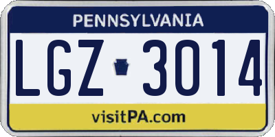 PA license plate LGZ3014