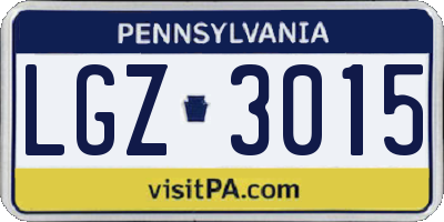PA license plate LGZ3015